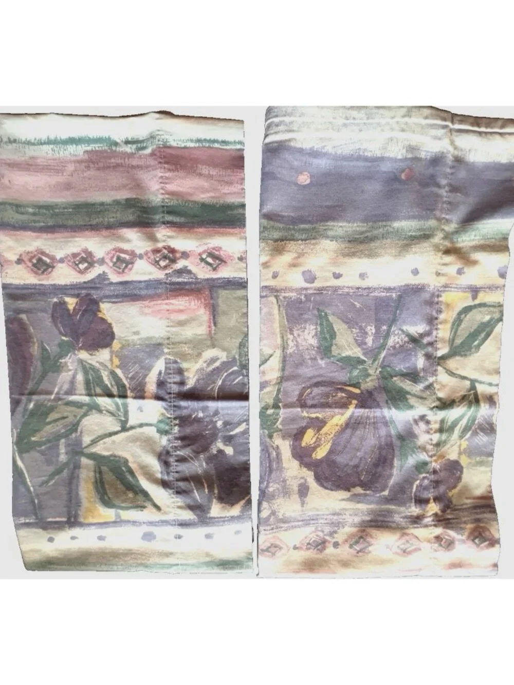 Pair DAN RIVER Pillowcases Standard NO-IRON Percale Purple Blue Watercolor USA